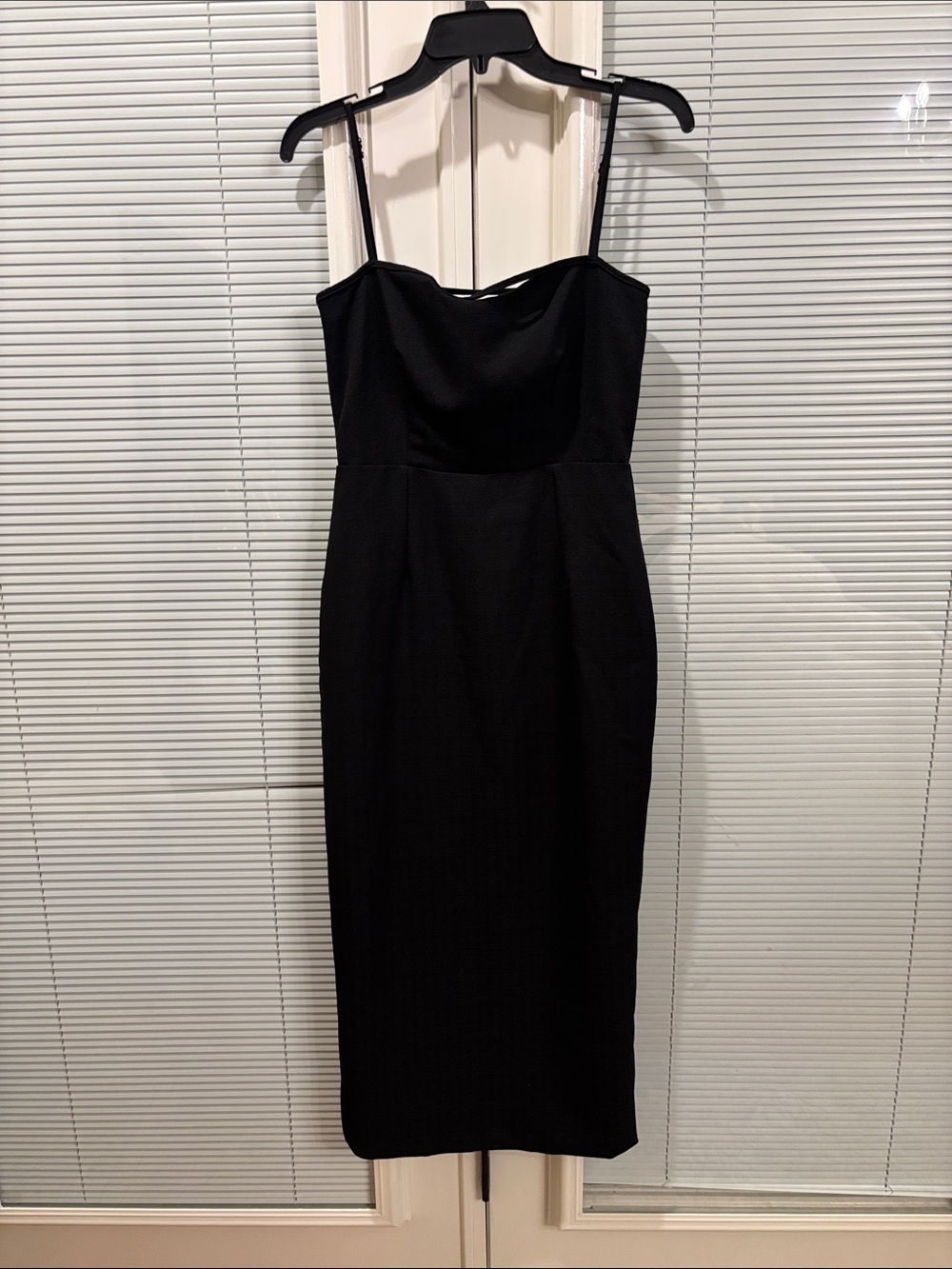 Anthropologie Black Midi Slip Dress with Slim Straps